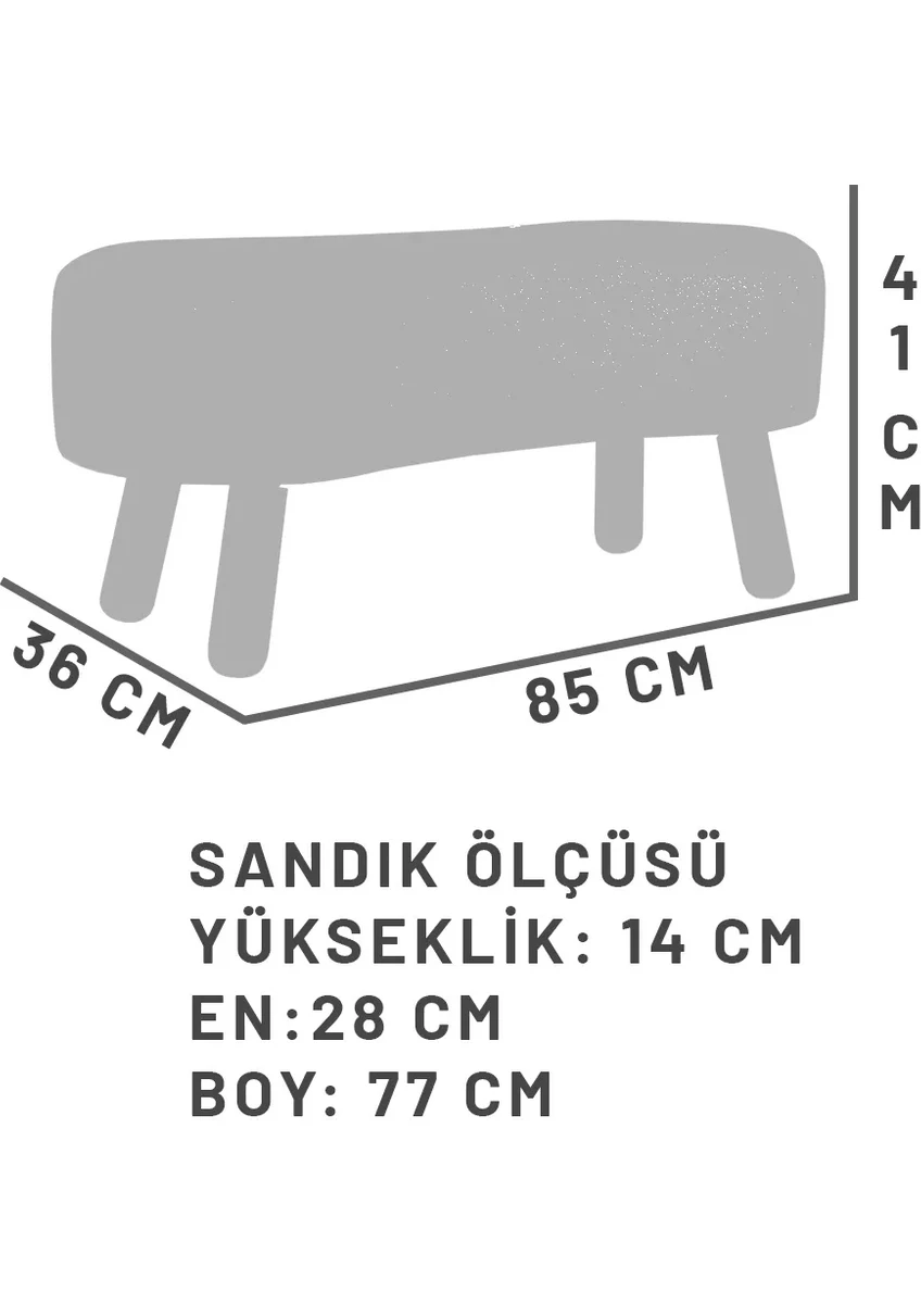 Scala Sandıklı Bohem Ahşap Ayaklı Puf/Bench, Sütlü Kahve